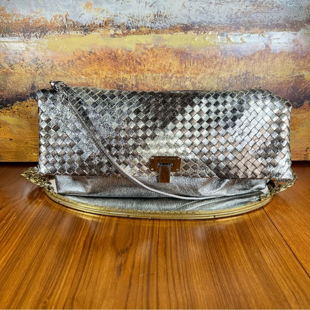 Elliott Luca Leather Metallic Convertible Clutch